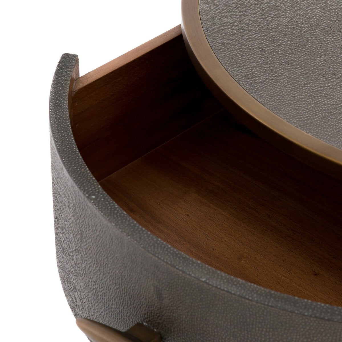 Sigeric Round Nightstand - Grey Shagreen