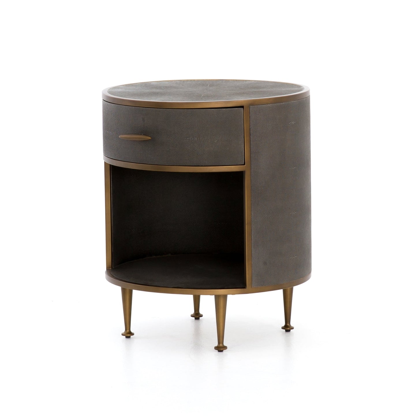 Sigeric Round Nightstand - Grey Shagreen