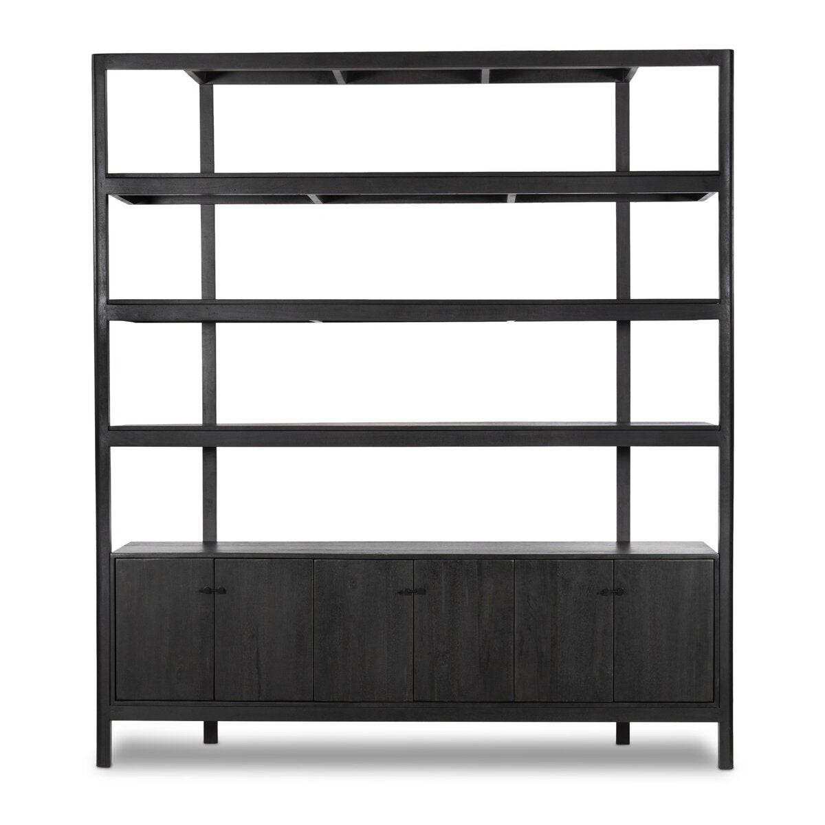 Roderick Wide Bookcase - Worn Black Acacia