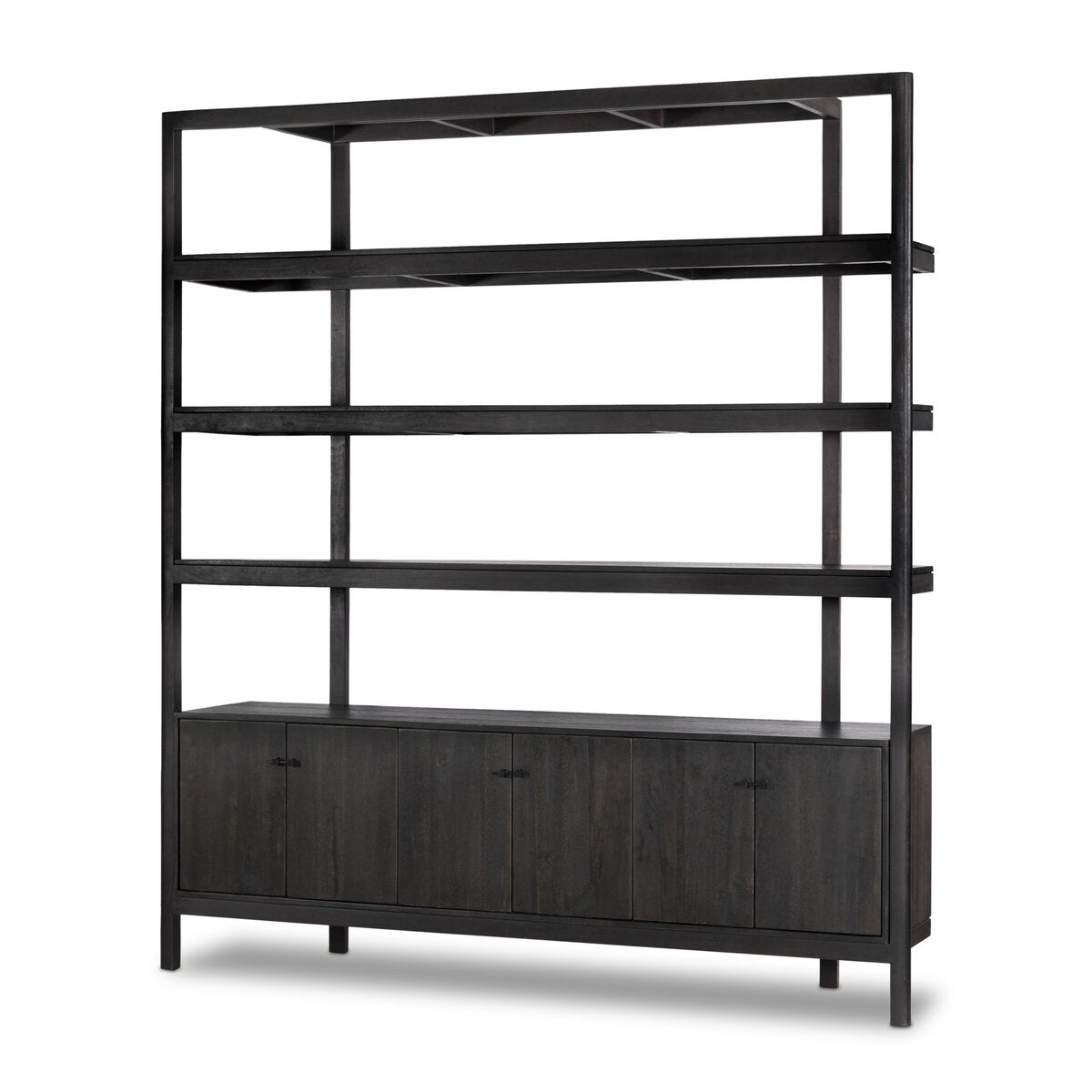 Roderick Wide Bookcase - Worn Black Acacia