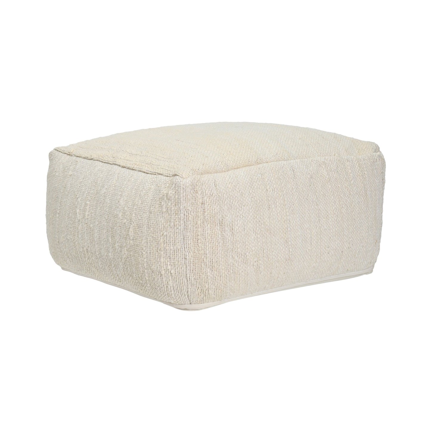 Hartwell Ivory Pouf 24x24x12