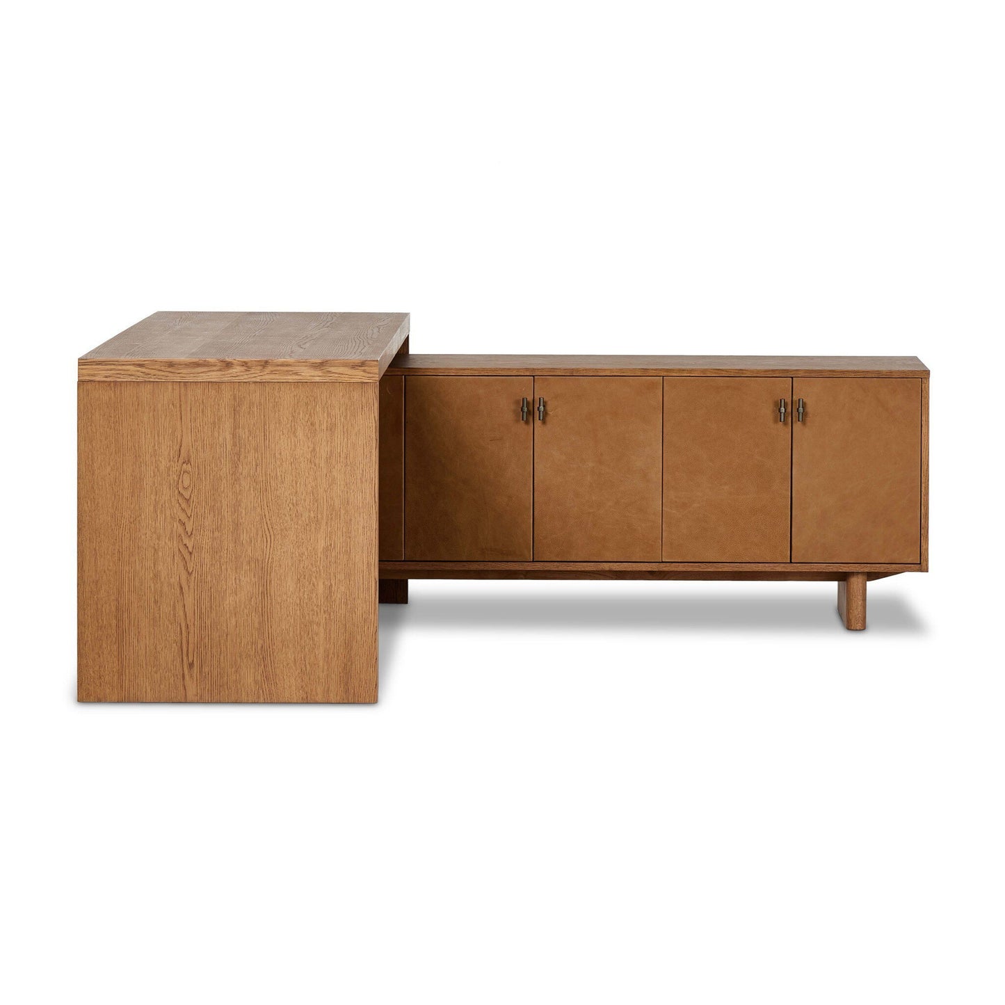 Peregric L-Shaped Desk - Amber Oak Veneer