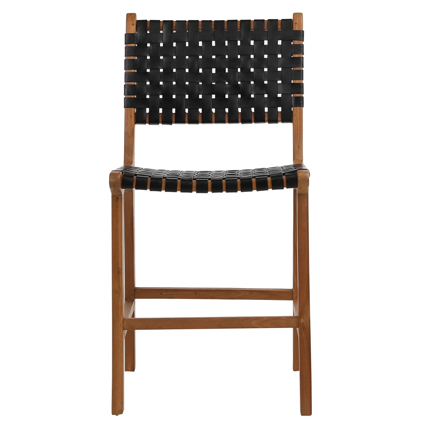 Dunric Counter Stool Black Leather Nat Frame
