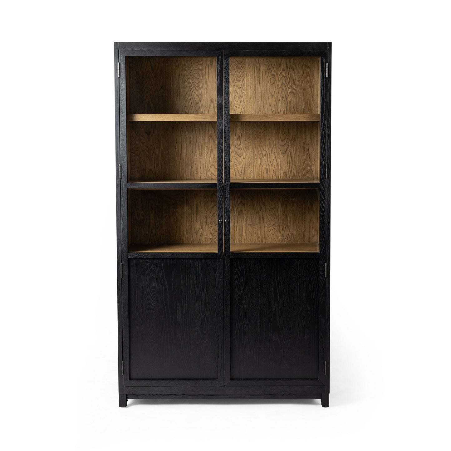 Magnus Panel and Glass Door Cabinet - Drifted Matte Black