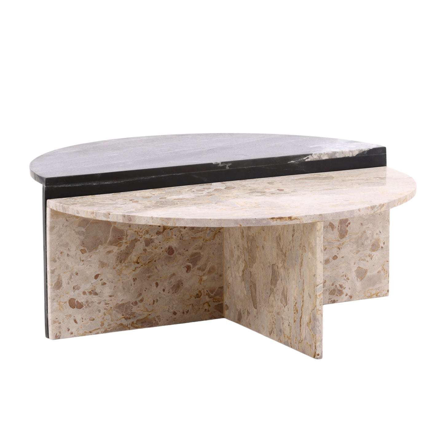 Hadric Coffee Table Set of 2 Black Cream