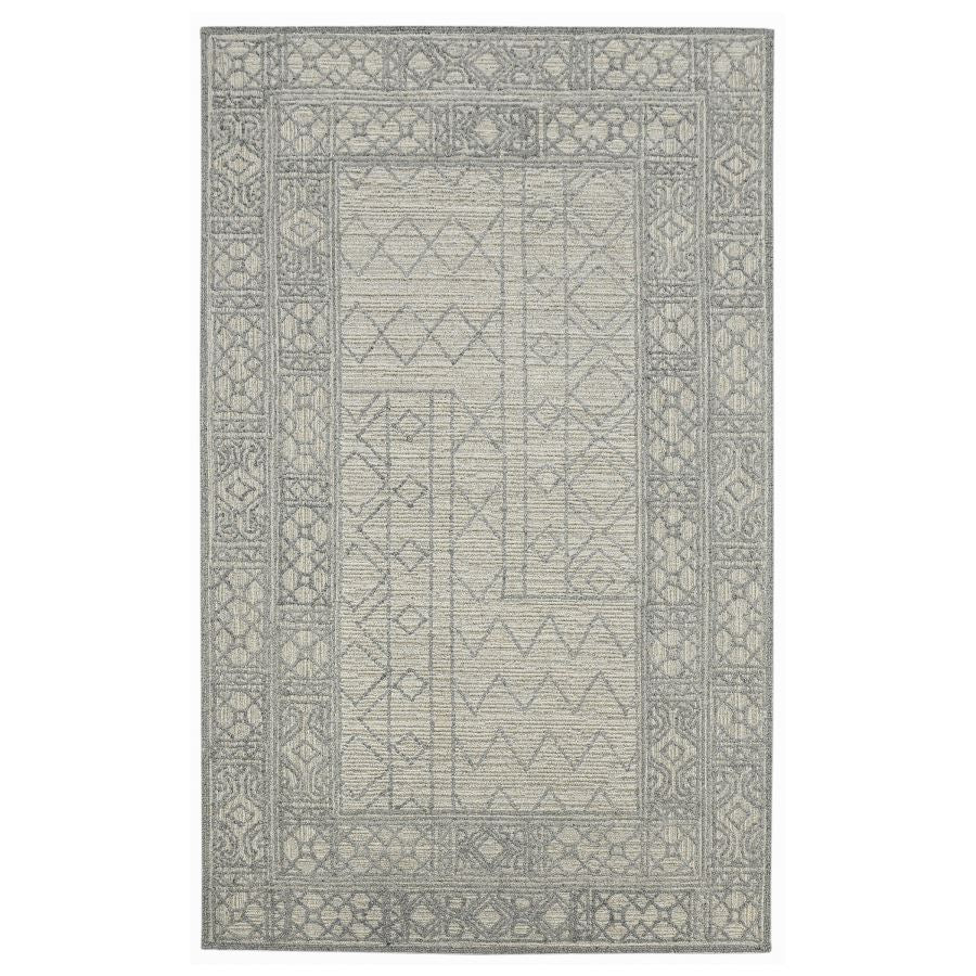 Beornric Wishek Gray Hand-Hooked Wool Area Rug 9'x13'