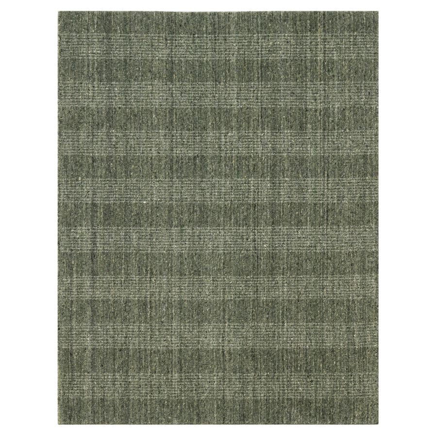 Baldric Bays Green Hand-Woven Wool Blend Area Rug 9'x12'
