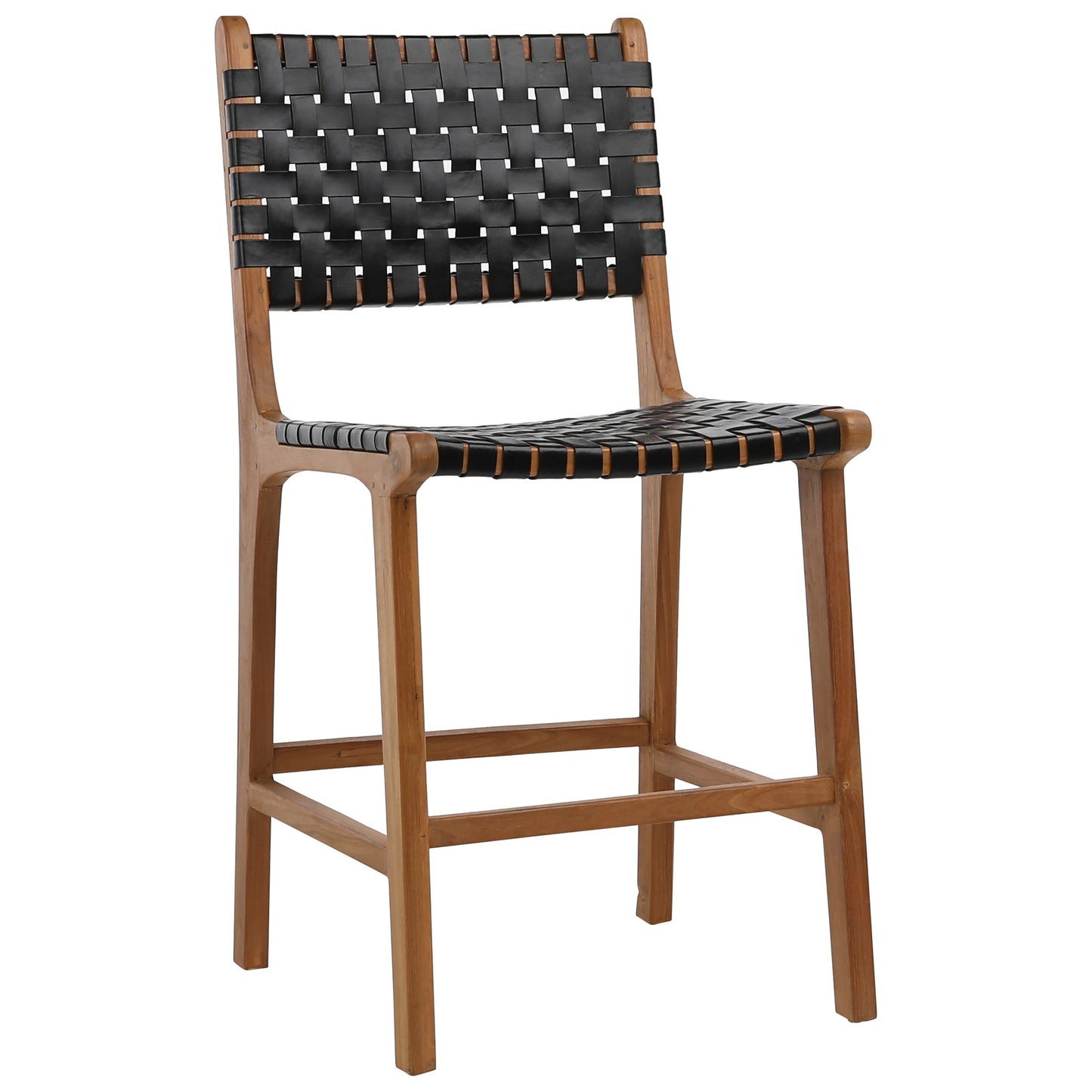 Dunric Counter Stool Black Leather Nat Frame